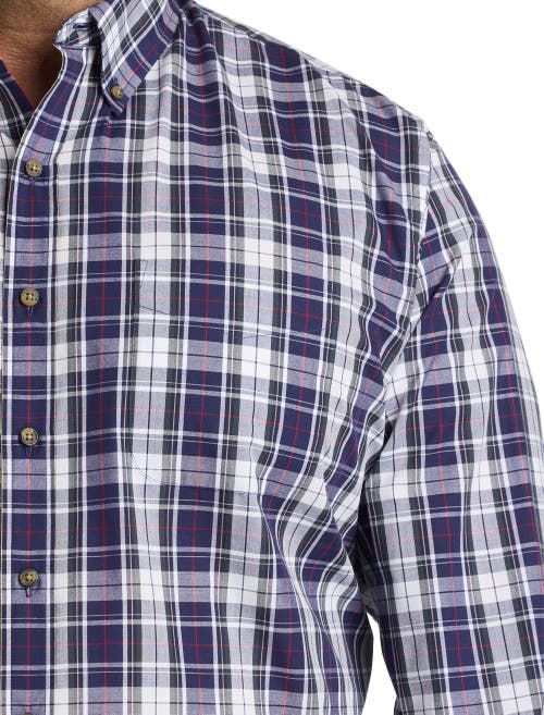Harbor Bay By Dxl Harbor Bay Easy-care Multi Plaid Sport Shirt In Navy Multi