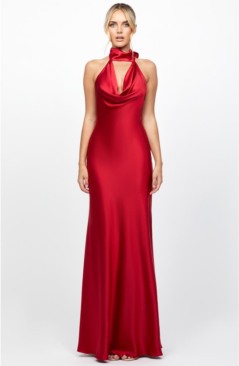 Bariano Kylee Halter Cowl Maxi, Alternate, color,