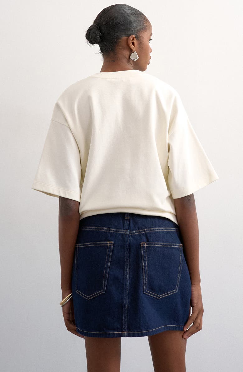 Topshop Plemet Cotton Denim Miniskirt, Alternate, color, Mblue