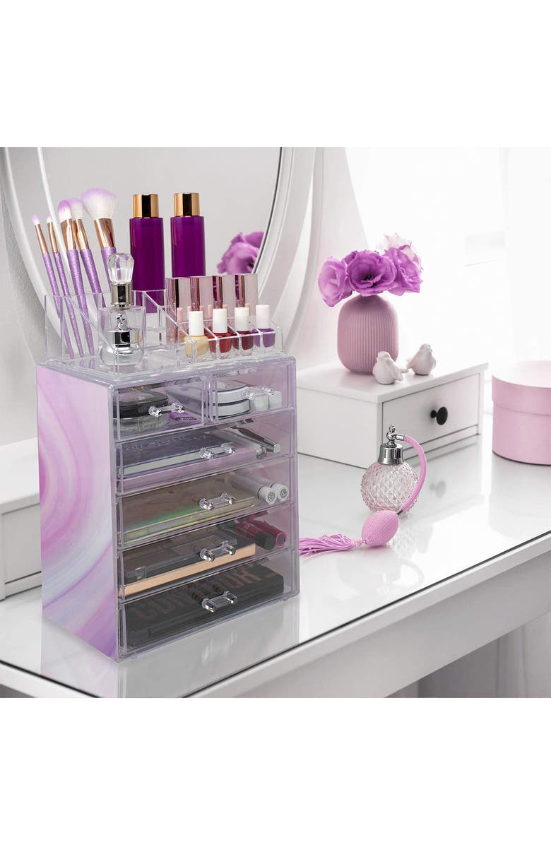 SORBUS Makeup and Jewelry Storage Case Display Set - Tie-Dye, Alternate, color, Tie Dye