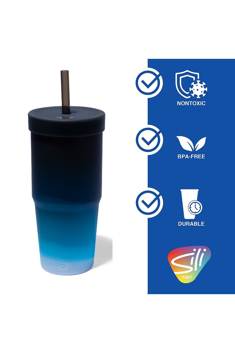 Silicone 32Oz Straw Tumblers 2 Pack, Alternate, color, Multicolored