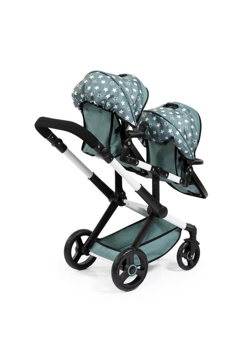 Pram Xeo Twin, Green & White Stars, Seats 2 Dolls Up to 18 Inch, Alternate, color, Multicolored