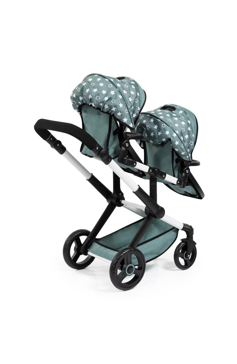 Bayer Design Pram Xeo Twin, Green & White Stars, Seats 2 Dolls Up to 18 Inch, Alternate, color, 