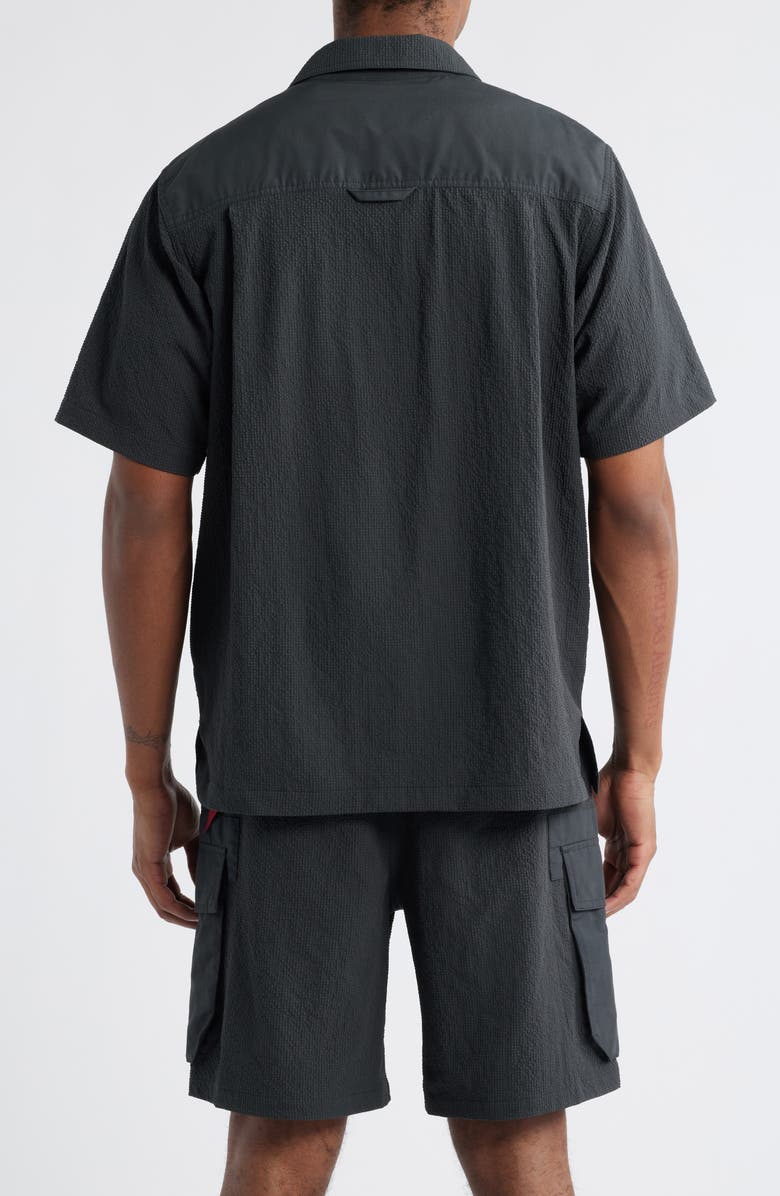 Alpha Industries Seersucker Short Sleeve Button-Up Shirt, Alternate, color, Charcoal