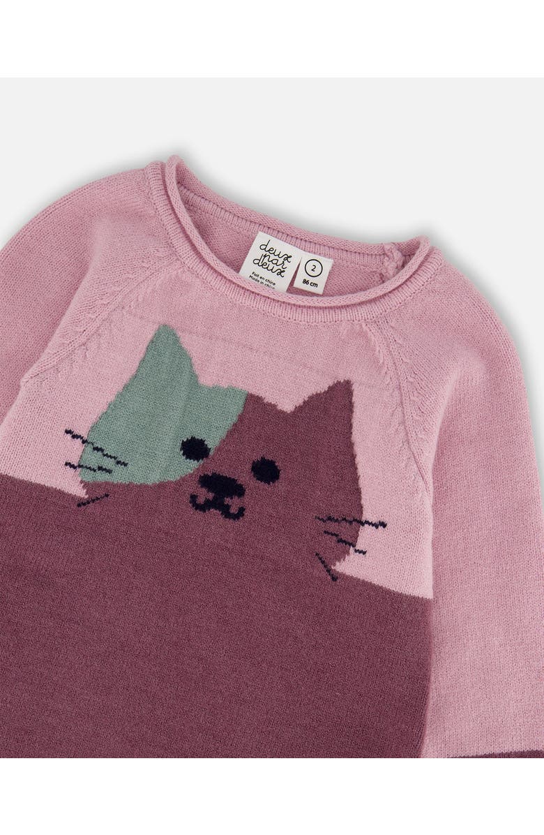 Deux par Deux Knitted Dress with Cat, Alternate, color, Dusty Pink