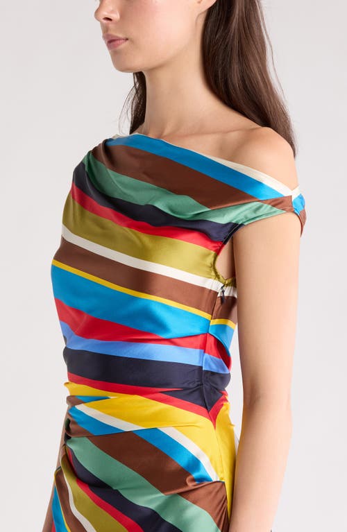 Staud Phare Off-the-shoulder Striped Silk Maxi Dress
