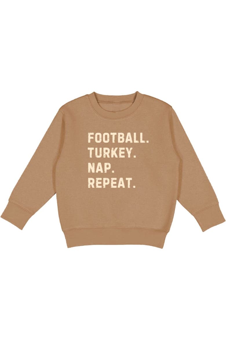 Football Turkey Nap Repeat Thanksgiving Sweatshirt, Main, color, Mocha