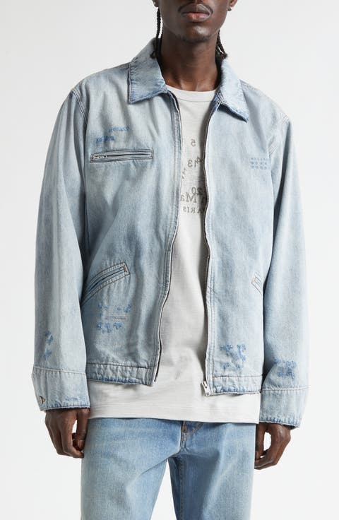 Distressed Zip-Up Denim Trucker Jacket