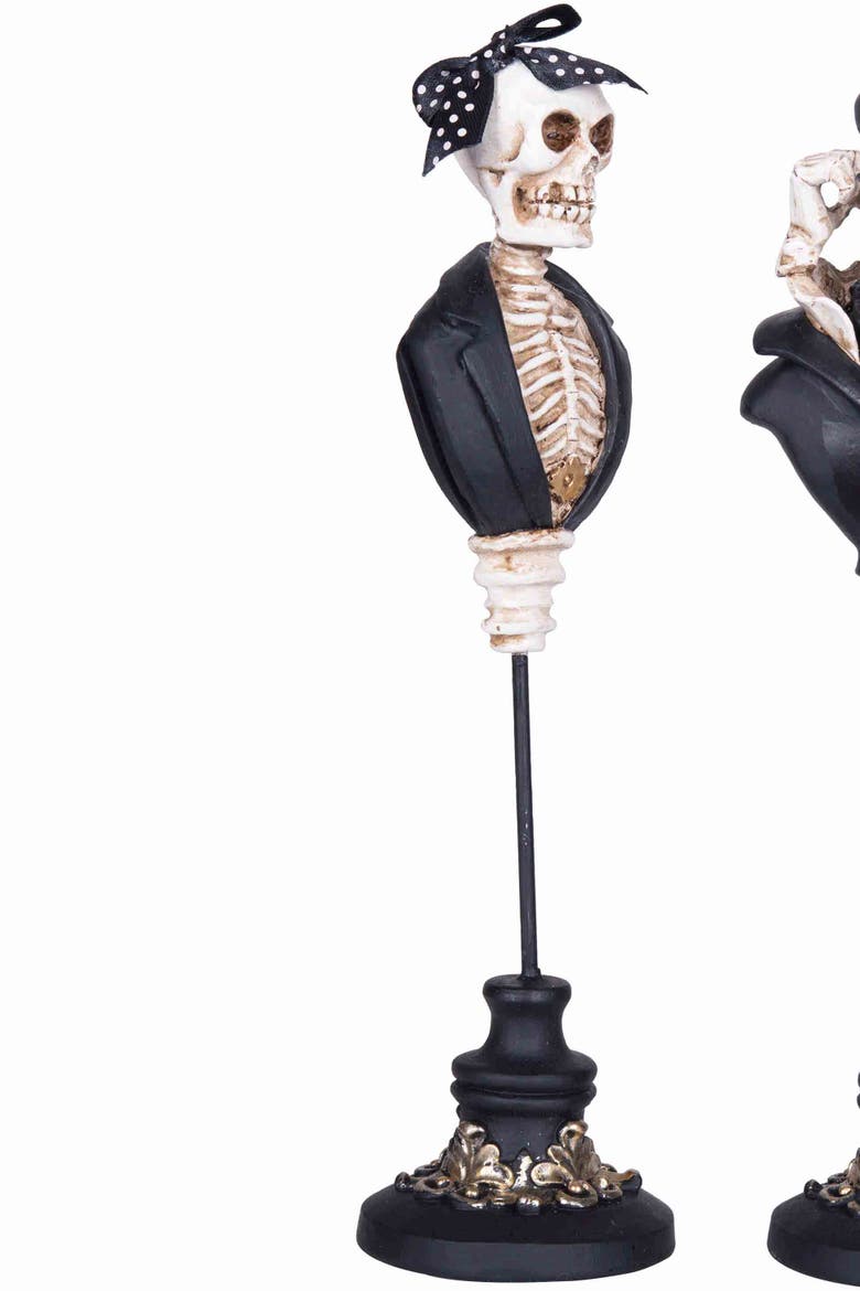 Skeleton Pedestal Figurine, Alternate, color, Black