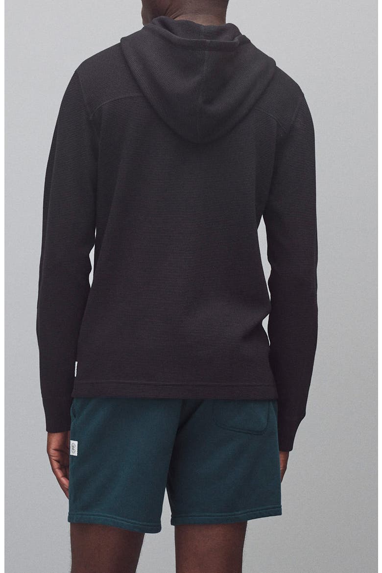 Lightweight Waffle Stitch Hoodie, Alternate, color, BLACK