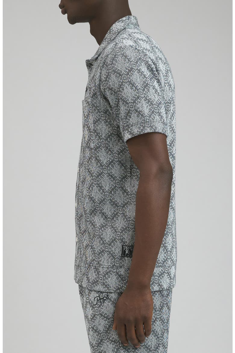 Beippu Jacquard Short Sleeve Button-Up Shirt, Alternate, color, GREY