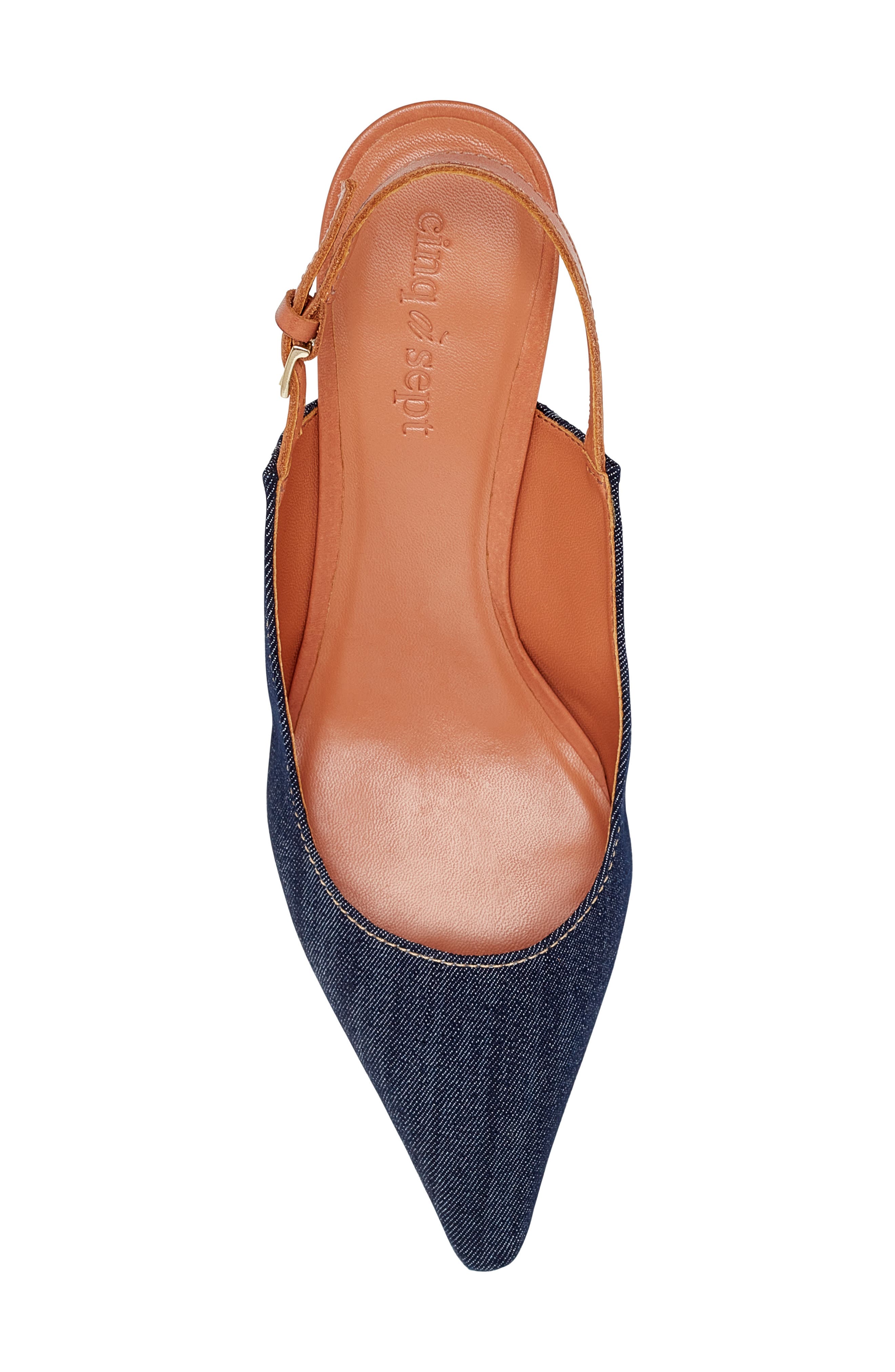 Sylvie Pointed Toe Slingback Pump, Alternate, color, INDIGO/ SADDLE