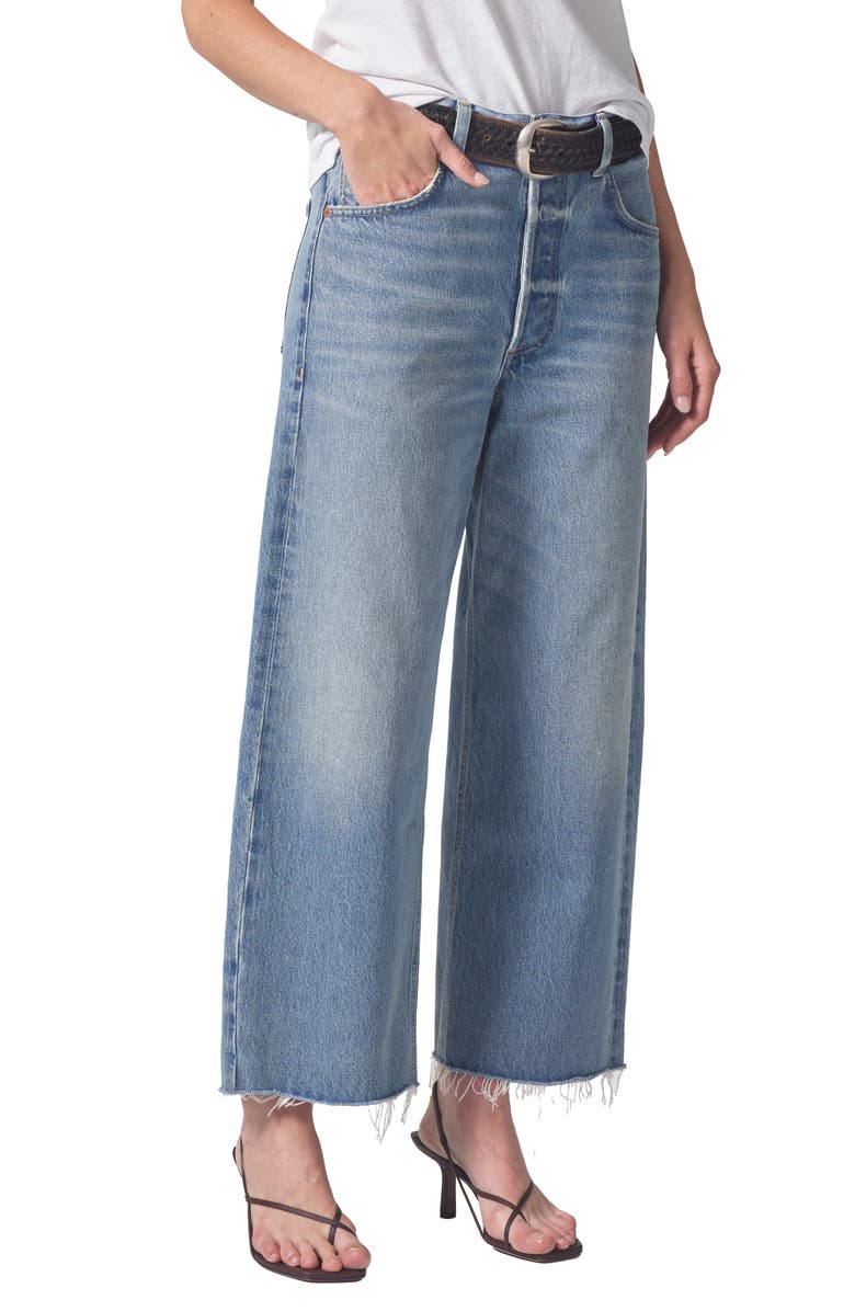 Citizens of Humanity Ayla Raw Hem High Waist Crop Baggy Wide Leg Jeans, Main, color,