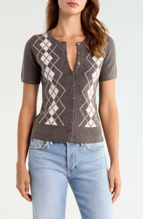 Argyle Short Sleeve Sweater