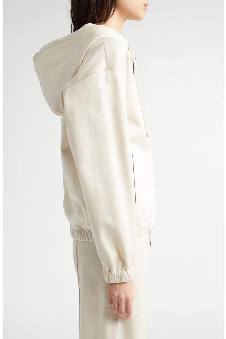 Stretch Cotton & Silk Zip Hoodie, Alternate, color, SAND