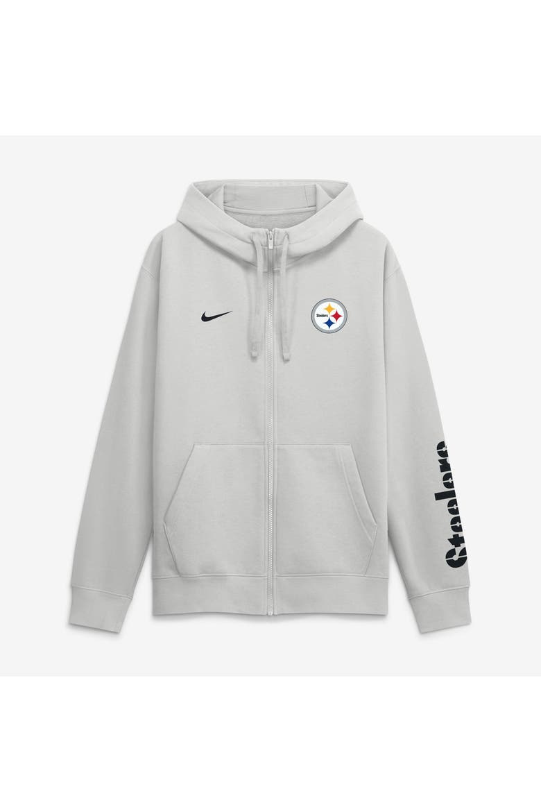 Men's Nike Gray Pittsburgh Steelers Cool Down Club Full-Zip Hoodie, Main, color, Gray