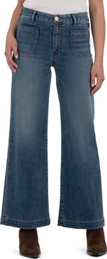 KUT from the Kloth Meg Patch Pocket Mid Rise Wide Leg Jeans