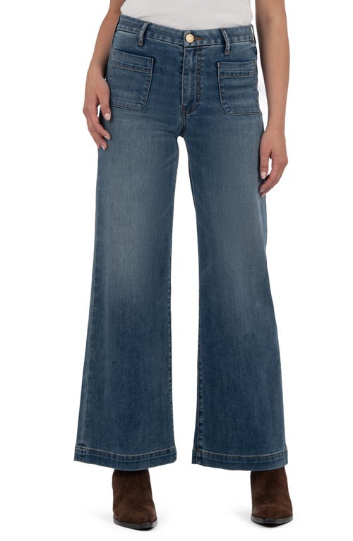 Kut From The Kloth Meg Patch Pocket Mid Rise Wide Leg Jeans In Blue