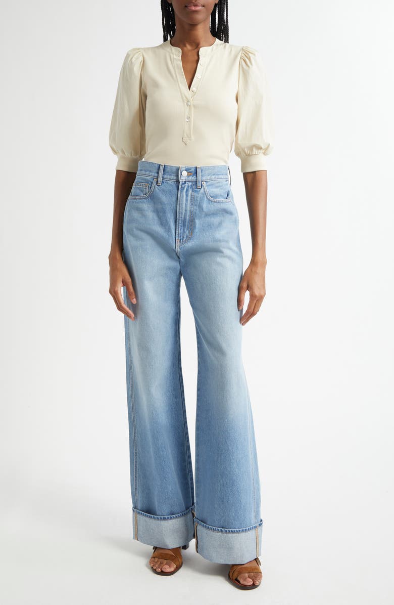 Veronica Beard Coralee Front Button Blouse, Alternate, color, Limestone