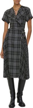 Burberry Meryl Check Midi Wrap Dress