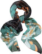 SAACHI Pleated Floral Blossom Print Scarf