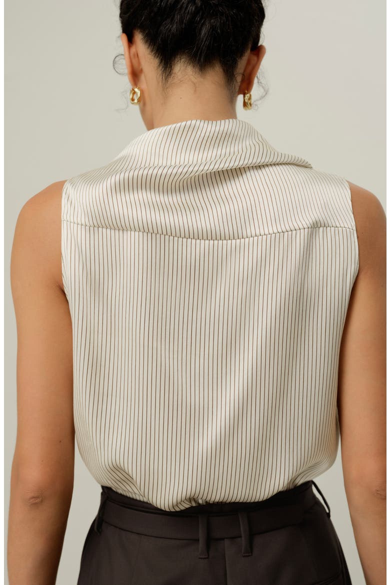 Women's Asymmetric Silk Charmeuse Sleeveless Top, Alternate, color, Drifted Mocha