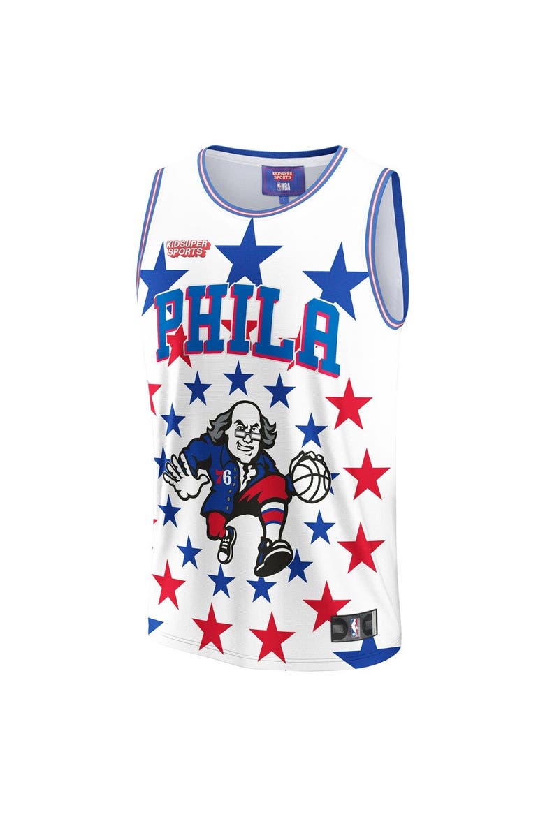Unisex NBA & KidSuper Studios by Fanatics White Philadelphia 76ers Hometown Jersey, Alternate, color, White