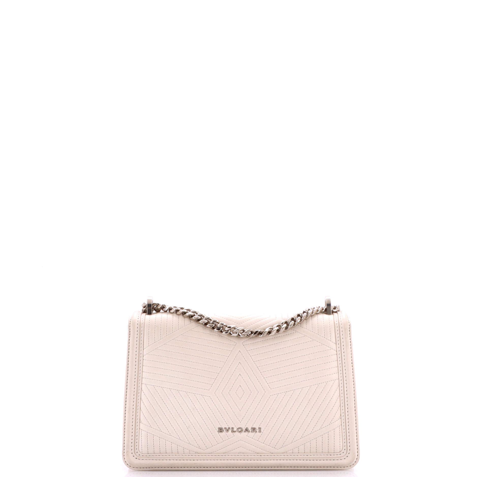 Serpenti Forever Shoulder Bag Quilted Leather Small, Alternate, color, White