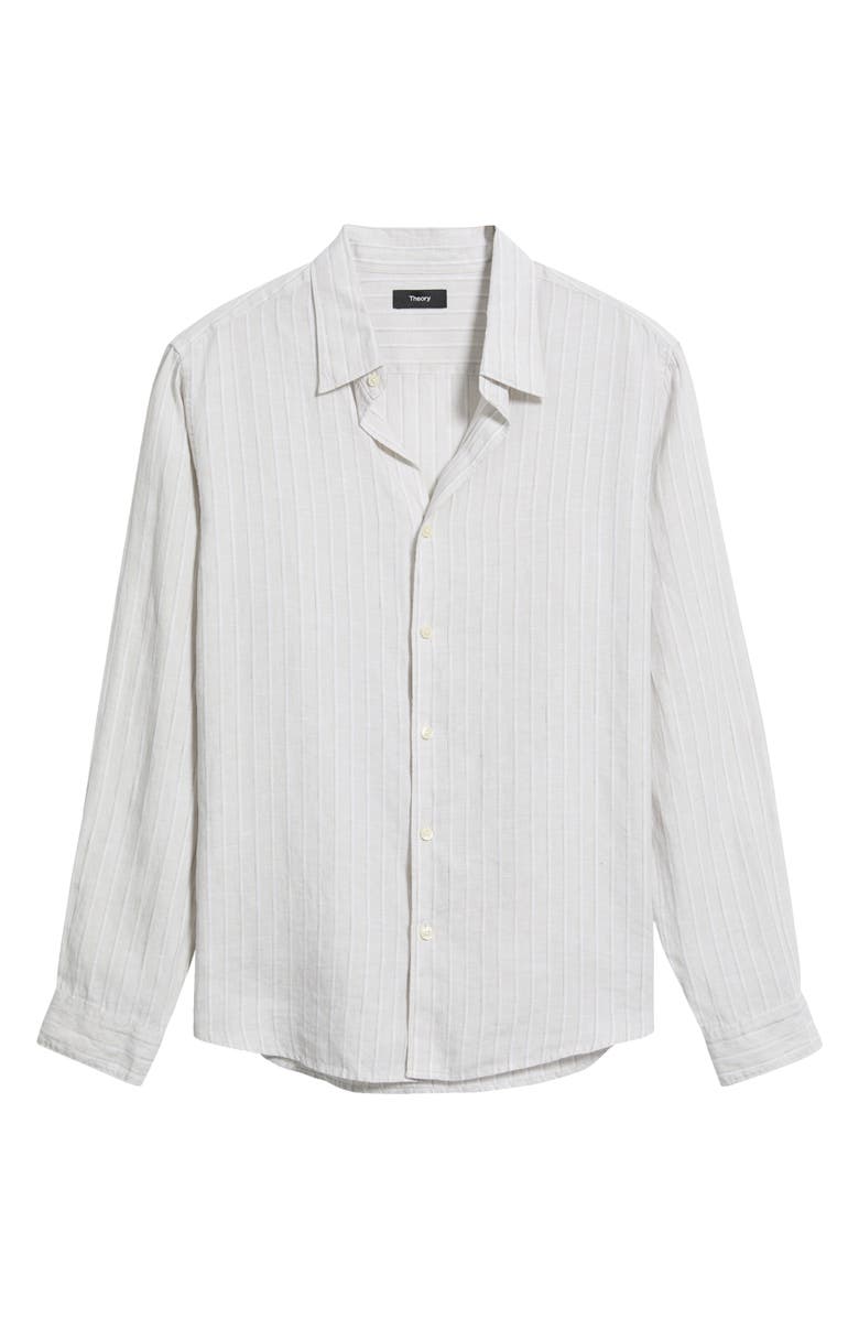 Theory Irving Relaxed Fit Stripe Linen Button-Up Shirt, Main, color, Vapor Multi