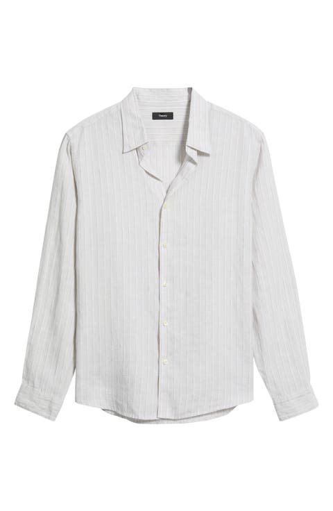 Irving Relaxed Fit Stripe Linen Button-Up Shirt