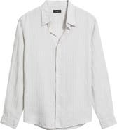 Theory Irving Relaxed Fit Stripe Linen Button-Up Shirt
