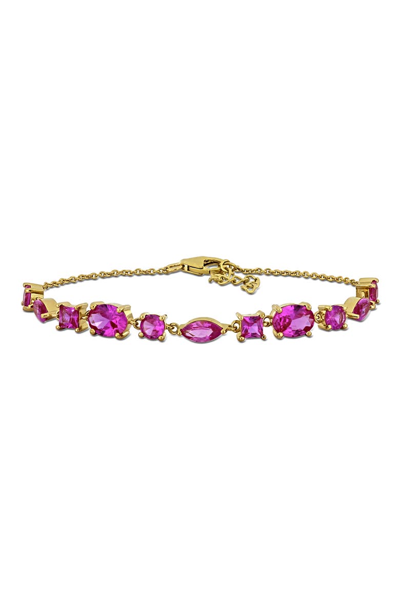 Created Pink Sapphire Chain Bracelet, Main, color, PINK