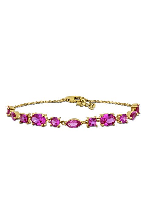 Created Pink Sapphire Chain Bracelet