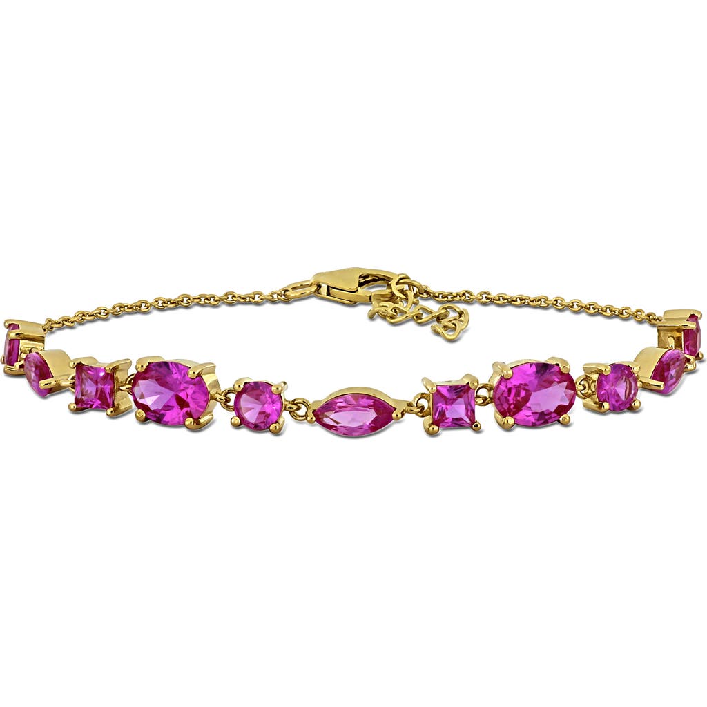 Delmar Created Pink Sapphire Chain Bracelet In Pink