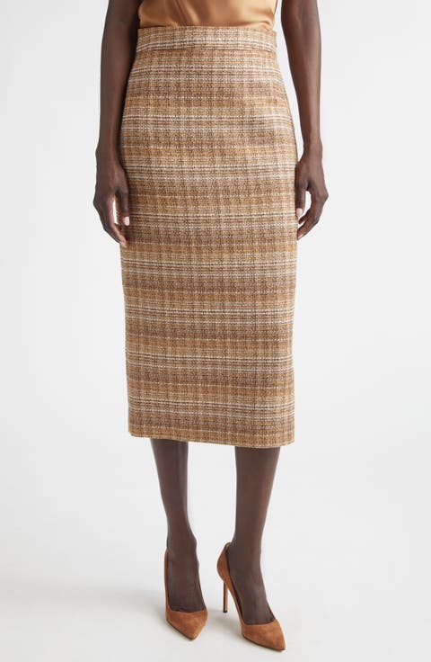 Margo Gilded Tweed Pencil Skirt