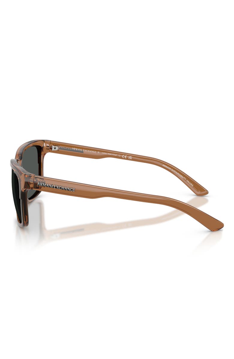 Armani Exchange 56mm Square Sunglasses, Alternate, color, Transparent Brown / Grey