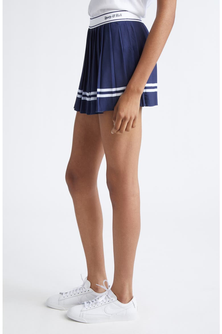 Italic Logo Pleated Skort, Alternate, color, DARK NAVY/ WHITE