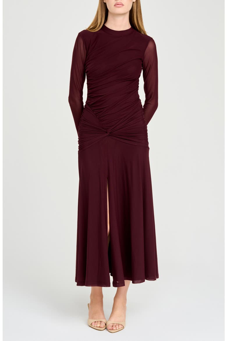 Selene Ruched Long Sleeve Dress, Alternate, color, RAISIN
