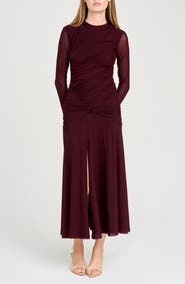 WAYF Selene Ruched Long Sleeve Dress