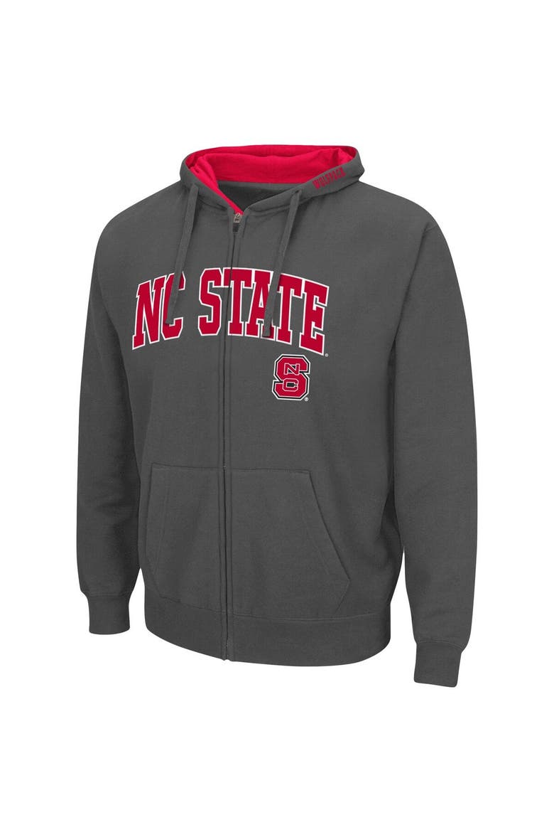 Men's Colosseum Charcoal NC State Wolfpack Arch & Logo 3.0 Full-Zip Hoodie, Alternate, color, Charcoal