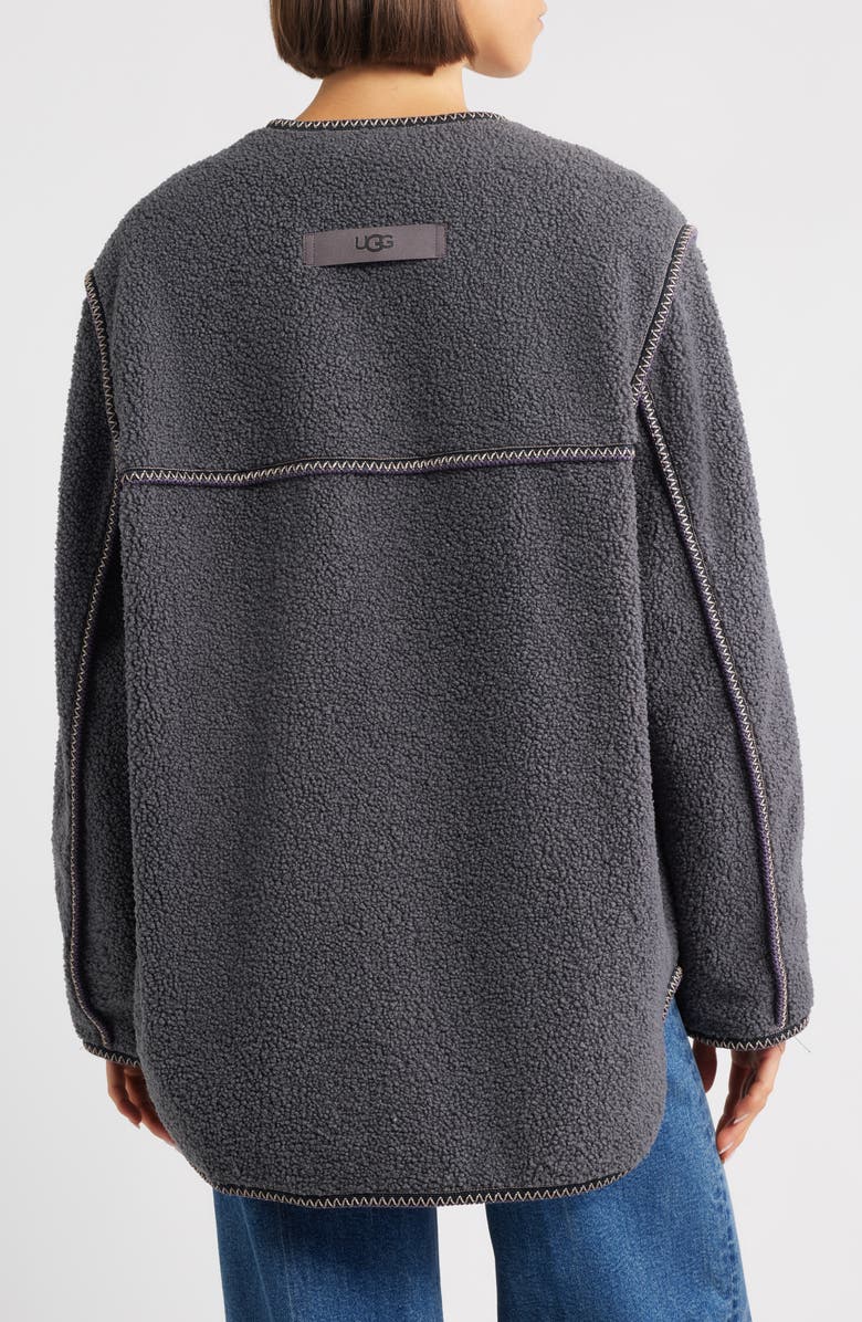 UGG<sup>®</sup> Emmersyn UGGbraid Trim High Pile Fleece Coat, Alternate, color, Dark Ash