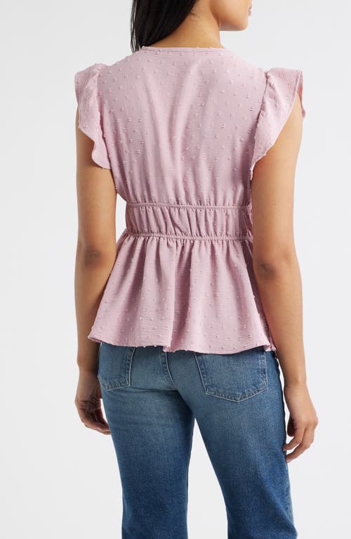 Loveappella Flutter Sleeve Empire Waist Top In Pink