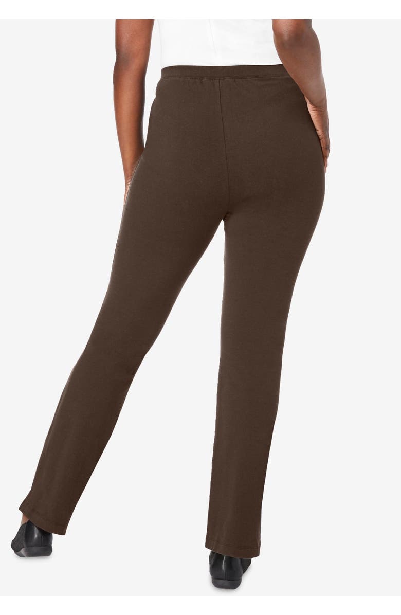 Jessica London Everyday Stretch Cotton Straight Leg, Alternate, color, Black Ivory Glen Plaid