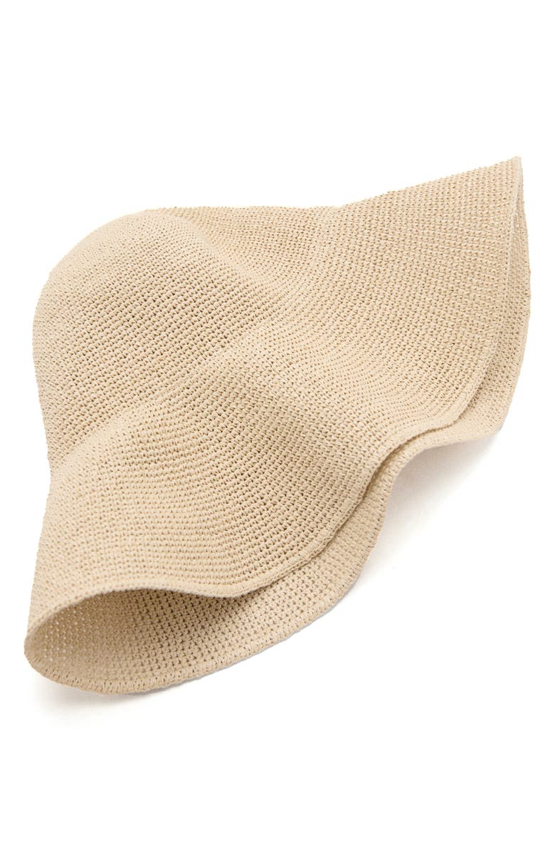 MANGO Straw Bucket Hat, Alternate, color, Ecru