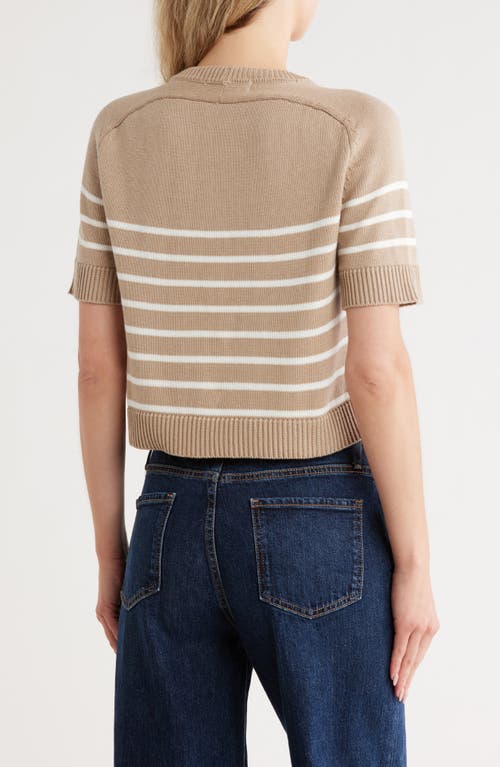 Vigoss Nautical Stripe Short Sleeve Sweater In Brown