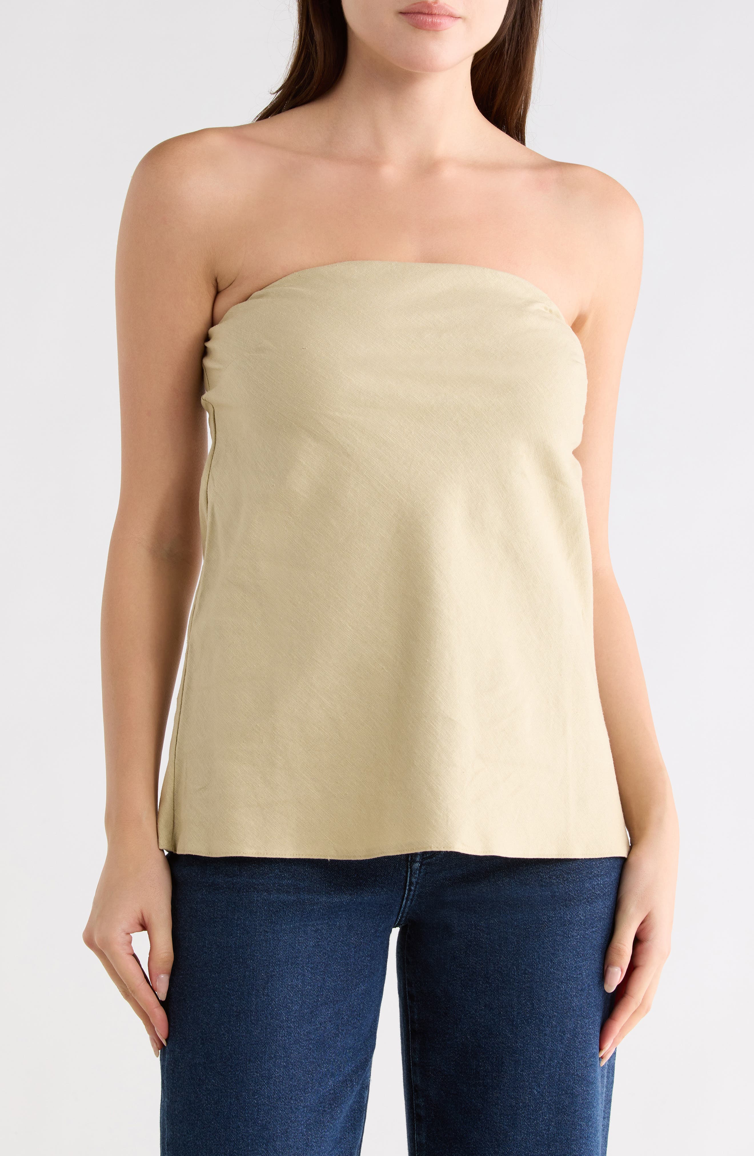 Topshop Cotton Longline Bandeau Top