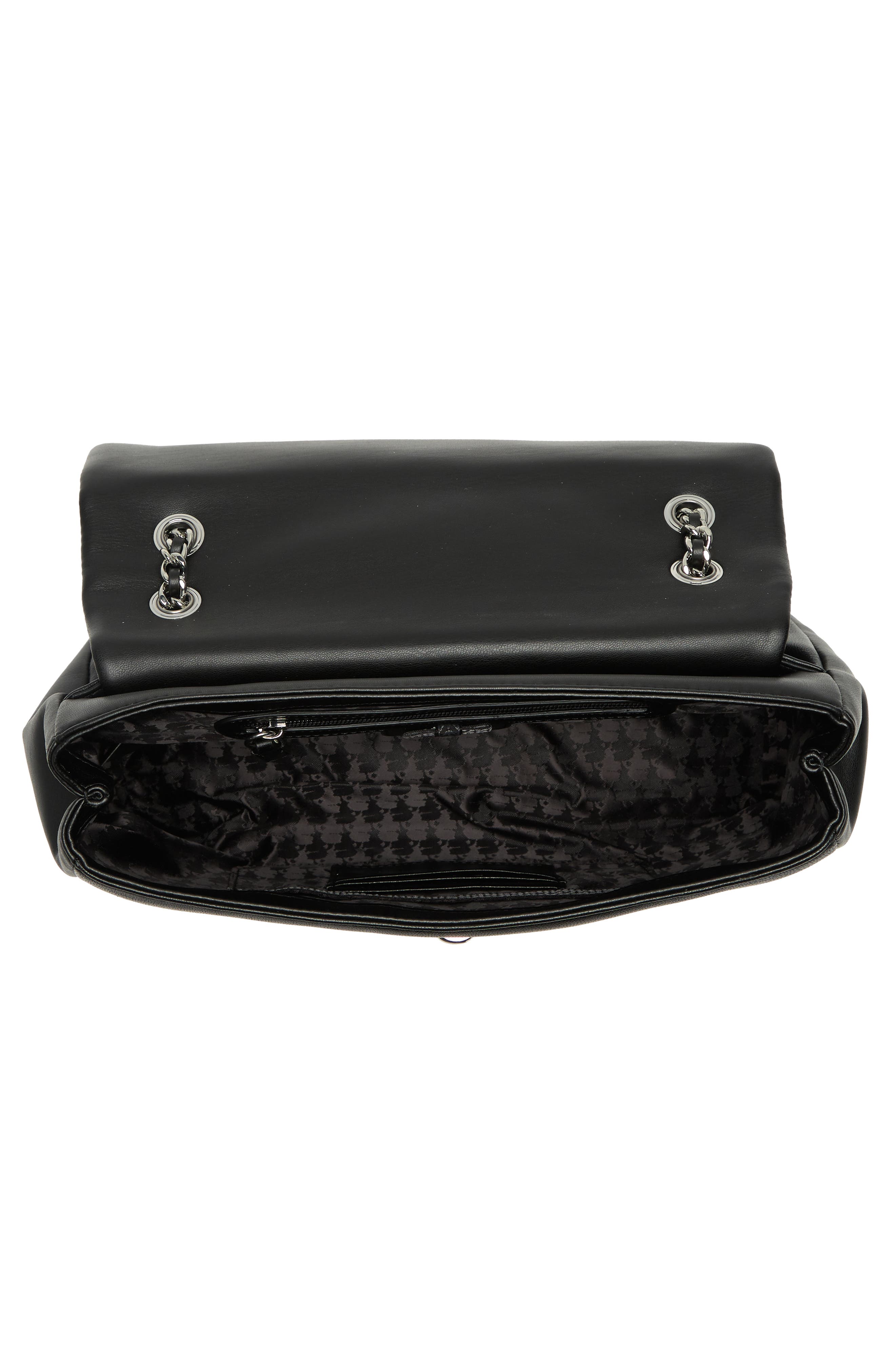 Agyness Large Leather Shoulder Bag, Alternate, color, BLACK/SILV