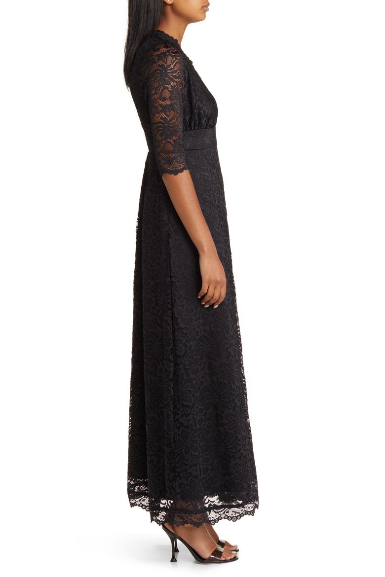 Maria Lace A-Line Evening Gown with Pockets, Alternate, color, ONYX