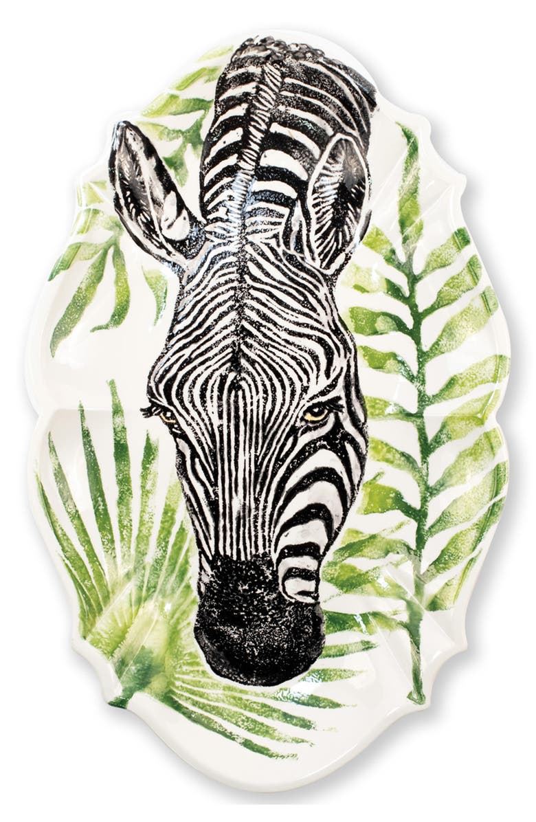 VIETRI Into the Jungle Zebra Scalloped Platter, Main, color, 