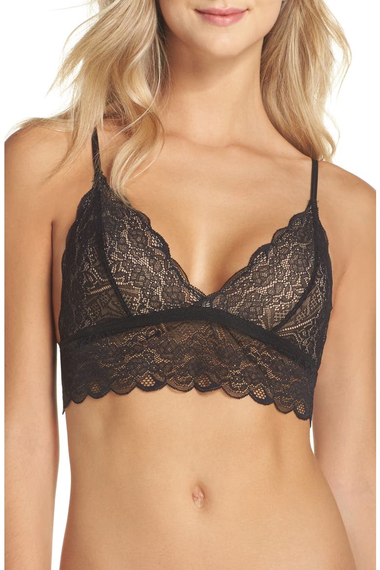 Longline Lace Bralette, Main, color, TRUE BLACK